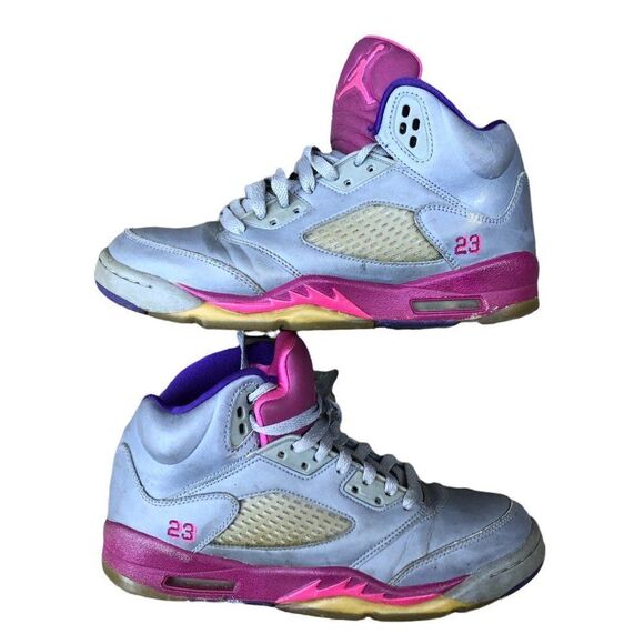 RARE 2013 Air Jordan 5 Retro Cement Grey Pink Size 7 - Picture 8 of 16